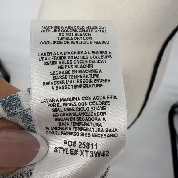 Bobeau Blouse Womens Size 3x Short Sleeve Top White/Blue Striped - Picture 12 of 13